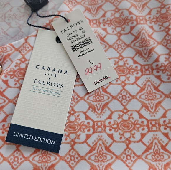 CABANA LIFE BY TALBOTS POOL / BEACH COVERUP PULLOVER TIE CLOSE WOMENS L NWT - Picture 5 of 8